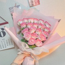 어도러블플레르 비누꽃다발 20송이 조화 기념일꽃 생일 선물 성묘 축하 시들지않는꽃, 화이트, 혼합