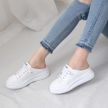 아크라 여성용 케스 데일리 키높이 여성화 뮬슬리퍼 스니커즈 캔버스 통굽 슬리퍼