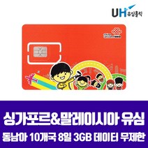 STAR HUB DIGI 싱가포르유심 말레이시아유심 코타키나발루 조호바루 쿠알라룸푸르 데이터유심 싱가포르&말레이시아 동남아10개국 8일 3GB, 1개