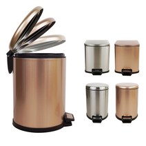 와이디무역 페달 쓰레기통 휴지통 (종량제봉투 10L 20L용), 원형골드(5리터)