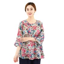 국산인견옷 인견블라우스 인견꽃블라우스