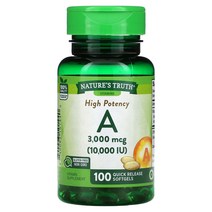 Nature s Truth 네이처스 트루스 비타민A 3 000mcg (10000IU) 빠른 방출 소프트젤 100정, 기본