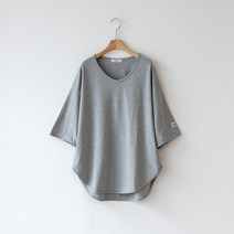 코코세븐 빅사이즈여성 유넥 와펜 반팔 박스 언발 롱 티셔츠 L XL