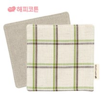 해피코튼 티코스터, 올리브(린넨체크), 1개