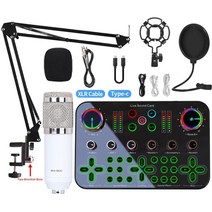 커스텀마이크 아이돌마이크 전문 스튜디오 마이크 bm 800 youtube 녹음용 사운드 카드 포함 usb pc 스트리밍 게임 팟캐스트 노래 마이크 스탠드, 흰색 bm800 dj16