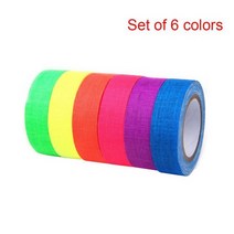uv gaffer 형광 테이프 blacklight reacting glow in the dark 테이프 neon cloth tape 안전 경고 파티 장식, 6개, 5m