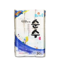 자연주의 순수 3겹 16M 30롤 두루마리 화장지, 2개