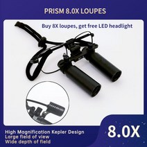 고급 루페 헤드 루뻬 확대경 휴대용 돋보기 조명 루빼, 8X, L 440-540mm