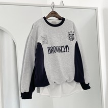 [빈티지/오버핏] 퀄리티Good! 가성비 갑 아방 트렌디 힙 스트릿 배색 프린팅 레터링 나염 남여공용 커플 맨투맨 3color]브루클린맨투맨