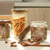 원목 내열유리 저장병 우드뚜껑 캐니스터 대 750ml (CRO0013)