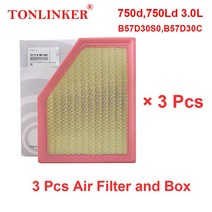자동차 연료필터 오일필터 TONLINKER 에어 필터에 Bmw 7 시리즈 G11 G12 725Ld 740Le 730i 740d 2015 2016, 08 3 Pcs Filter H