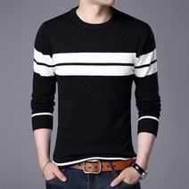 가을 남성 니트 스웨터 티셔츠 편안한 O 넥 긴 소매 풀오버 스트라이프 패치 워크 점퍼 캐주얼 보터밍 셔츠 겨울용