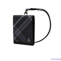 헤지스 남성 카드지갑 목걸이형 블랙 체크 2단 HJHO3E660BK