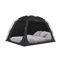 열여덟Tek Bed 텐트 블랙아웃 경량 개인 공간 실내 휴대용 캐노피 프레임 커튼 통기성, FULL(75