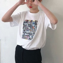 험블스튜디오 빅 포토 프린팅 면 반팔티 반팔 티셔츠