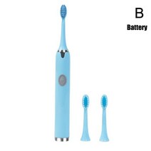 전동칫솔 USB 충전 충전식 초음파 화이트닝 전동 칫솔 세척 가능 강력한 울트라 소닉 치아 브러시, [02] Battery Blue