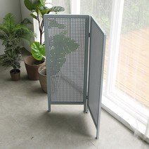 체리향기 하이브 타공 오동나무 빈티지 낮은 2단 파티션, 스카이그레이