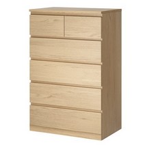 이케아 MALM 말름 6칸서랍장 80x123 cm 서랍장, 참나무무늬목 203.546.70