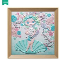 수란 3D 부조 DIY 명화 세트, 34x34cm+선물함+안료+화필x3, 02.고양이 탄생