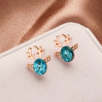 귀걸이 한국 버전 Crystal Gemstone Deer Earring Reclesment 3 차원 크리스마스 순록 이어링