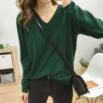 베러댓걸 여성용 긴소매 무지 소프트 베이직 긴팔 니트 브이넥