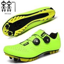 싸이클 슈즈 신발 남녀공용 사이클링 스니커즈 플랫 슈즈 클리트 자동 잠금, 없음, MTB green cleats+36
