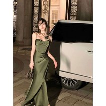 브라탑 슬림핏 플레어 롱 원피스 파티 시상식 드레스