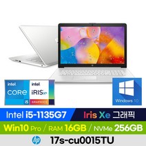 HP 17s-cu0015TU 가성비 학습용 업무용 사무용 인강용 주식 온라인게임 큰화면 17인치 노트북 (코어i5-1135G7/Iris Xe), 윈도우 포함, 16GB, 256GB, 코어i5, 실버