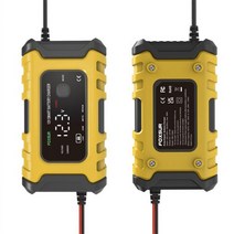 12V 6a 스마트 배터리 충전기 지능형 디지털 LCD 디스플레이 SUV 자동차 오토바이 펄스 수리 배터리 충전 기계, Yellow EU Plug