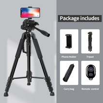 Gopro 프로젝터 스마트 폰 아티스트 이젤용 59 인치 전문 카메라 삼각대 여행용 경량 스탠드, 01 Black NO Adapter