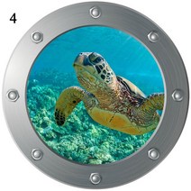 3D 잠수함 Porthole 창 벽 스티커 구강 상어 물고기 보트 냉장고 욕실 홈 인테리어 Sealife 인쇄 YZL7, C4