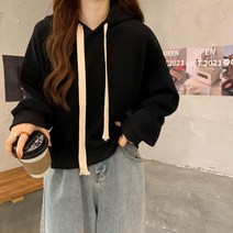 겨울후드티 맨투맨 여성 두꺼운 작은 키 숏 트렌드 가을 타입 재즈 상의 여자아메카지 클래식 센바람 3010320287