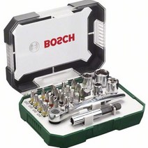 보쉬 라쳇세트 26pcs 드릴비트 육각소켓 복스 미니 핸드라쳇
