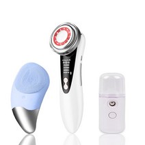 뷰티디바이스LED 전기 얼굴 마사지 기계 초음파 피부 스크러버 리프팅 장치 진동 주걱 실리콘 클렌징 브러, 03 Type 2 White