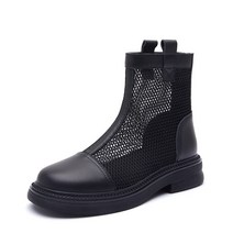 헤드 소가죽 마틴 부츠 여성 메쉬 면 2022 여름 통기성 얇은 부츠 잉런 두꺼운 바닥 신발 리얼 가죽