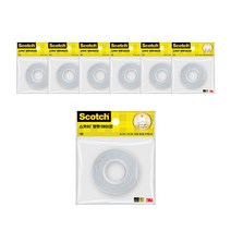 스카치 양면 테이프 138 24mm x 10m, 투명, 7개입
