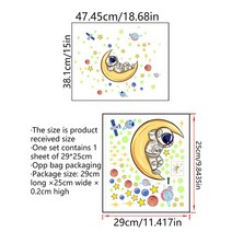 세라믹사이딩 메탈사이딩 빛나는 달 우주 비행사 별 외부 벽 스티커 녹색 빛 어둠 속에서 데칼 천장 침실, 1.astronaut
