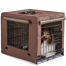 DONORO 소형견 실내용 반려견 크레이트 반려견 및 반려묘용 양문 반려견 켄넬 및 집 반려견 크레이트 커버 접이식 금속 컨투어 반려견 케이지