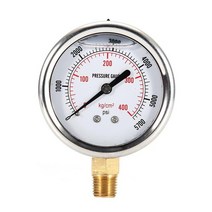 고액체 충전 오일 압력 게이지 0-3500/5000PSI 황동 1/4 NPT 하단 마운트 미국 표준 스레드 유압 미터 도구, 02 0-5000