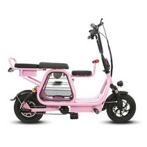 전기자전거 미니 접이식 두 바퀴 전기 자전거 3 인승 리튬 배터리 성인 남성과 여성의 전자, 04 pink, 01 8ah battery