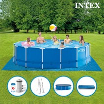 [인텍스] 28242 원형 메탈 프레임 올인원 풀장세트, 상세 설명 참조