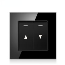 전동 계단 리프트 운반기 전기 커튼 스위치 리프팅 장비 크리스탈 투명 유리 패널 블랙/화이트/골드/그레이/실버 리셋, [01] Glass black