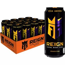 Reign Total Body Fuel Peach Fizz Drink Cans 16 oz 레인 토탈 바디 퓨얼 피치 피즈 473ml 12캔 1팩