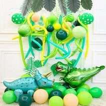 풍선 가랜드 세트 생일 공룡 우주 비행사 레인보우 클립 파티용품, 3. 공룡숲 (가랜드 타입)