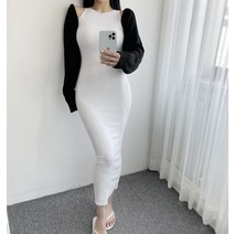 면 홀터넥 슬림핏 탄탄 무지 글램룩 롱 원피스 3컬러