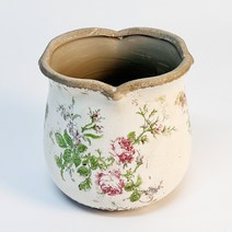 빈티지 엔틱 꽃 도자기 화분 소형, 플라워 패턴