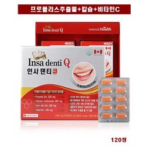 인사 덴티 큐 120정 프로폴리스 추출물 칼슘 비타민C 뼈 치아 잇몸 신경 근육 형성 영양제 추천, 1개