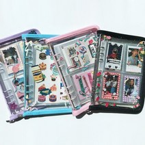 6공 포카 바인더 다이어리 커버 [글리터 A5 육공 지퍼 포토카드 씰 스티커 인생네컷 폴라로이드 보관 파일], 핑크, 핑크