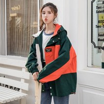 큰옷코트 가을옷 BF 하라쥬크 무드 루즈핏 카고 초 고등학교 상의 여성 후드티 1457353293