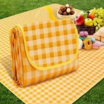 NM휴대용 체크 무늬 돗자리 방수 피크닉매트 150X200, 옐로우 150X200